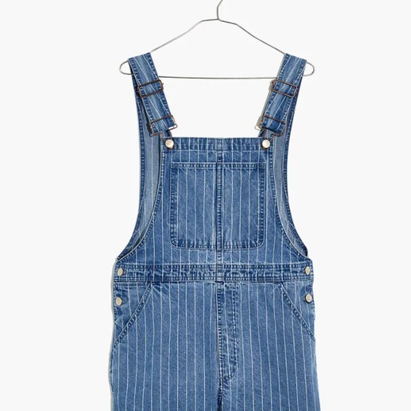 Pinyon Short Overalls in Pinstripe - Picture 3 of 6